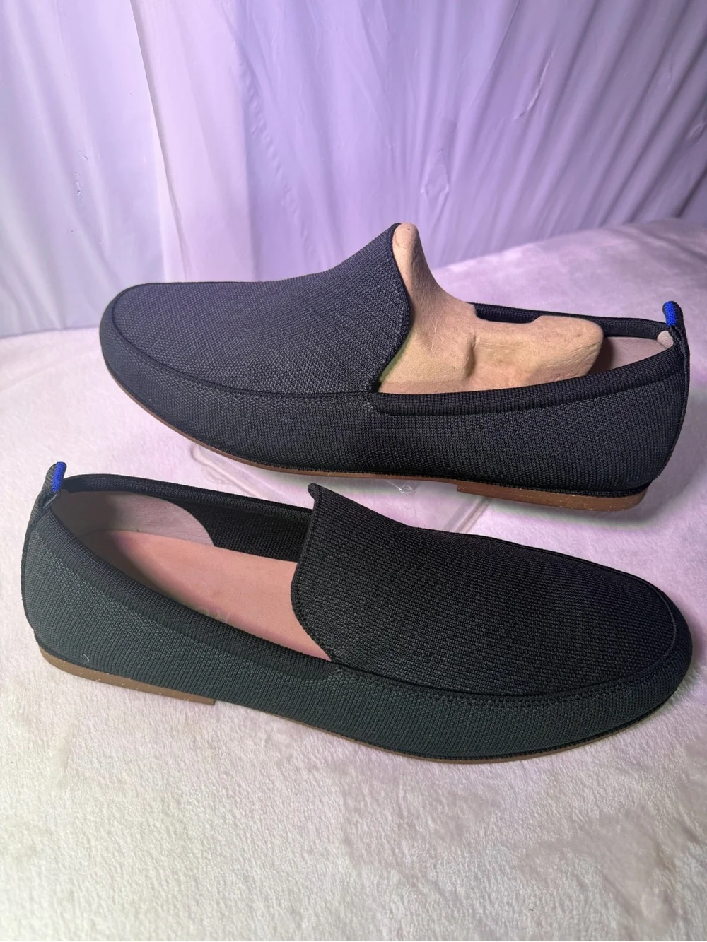 Rothy's Black Men's Slip-On Loafers with Brown Sole
